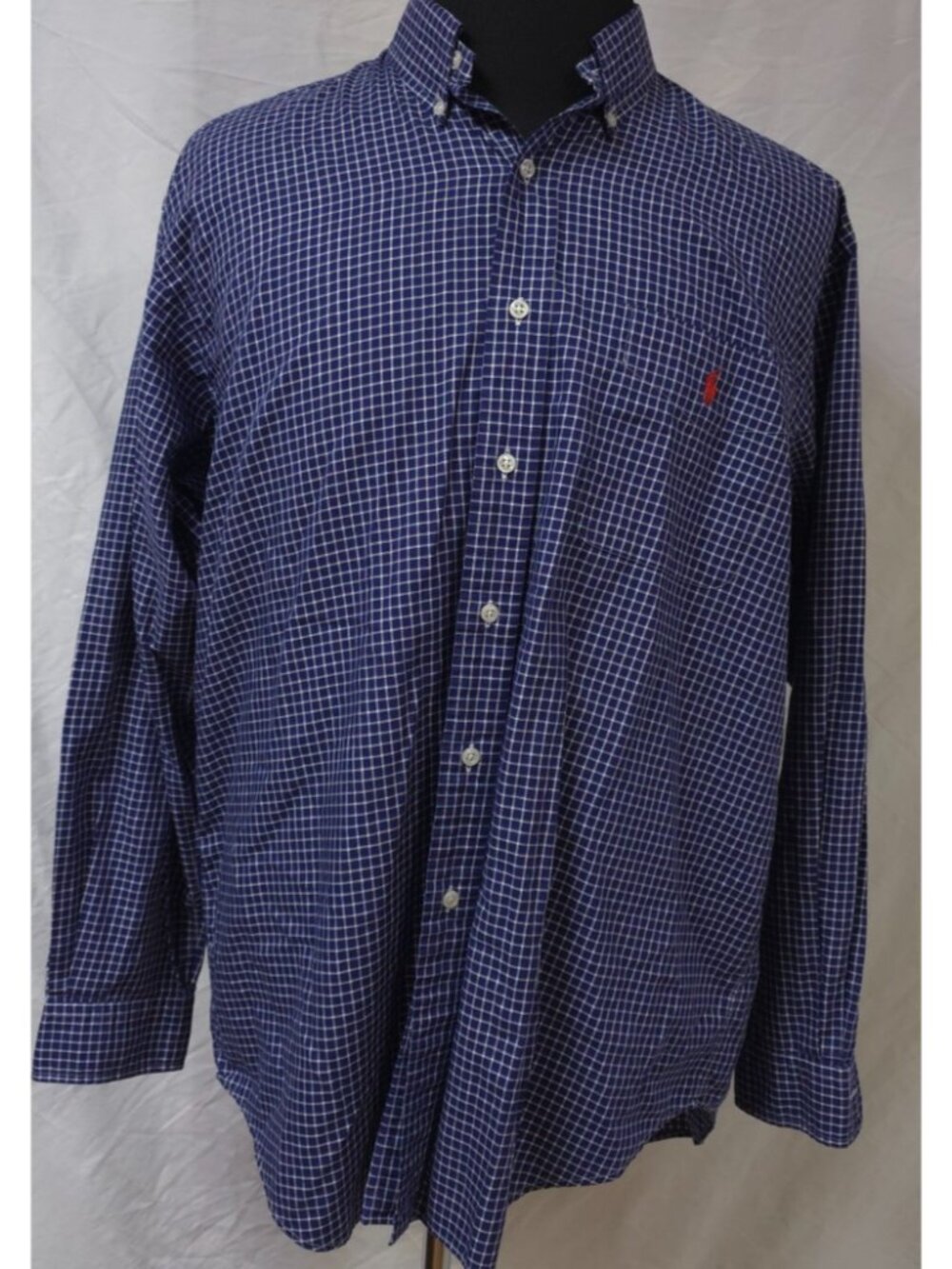 Ralph Lauren Blake Mens Large Purple Check Long Sleeve Button Down Logo Shirt